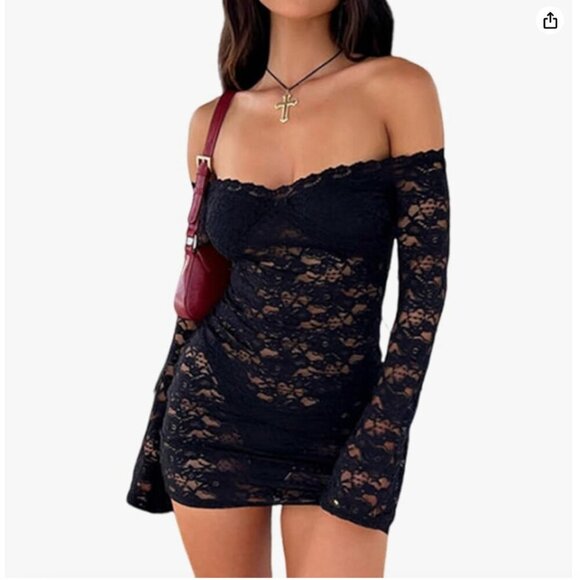 Uni Clau Dresses & Skirts - NWT Black Off the Shoulder Lace Dress Size Large